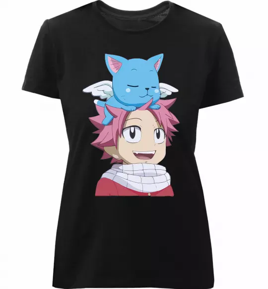 Женская премиум футболка Fairy Tail Natsu Черный фото