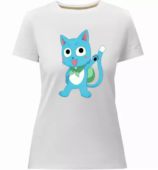 Женская премиум футболка Fairy Tail cat Белый фото