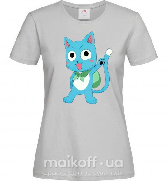 Женская футболка Fairy Tail cat Серый фото