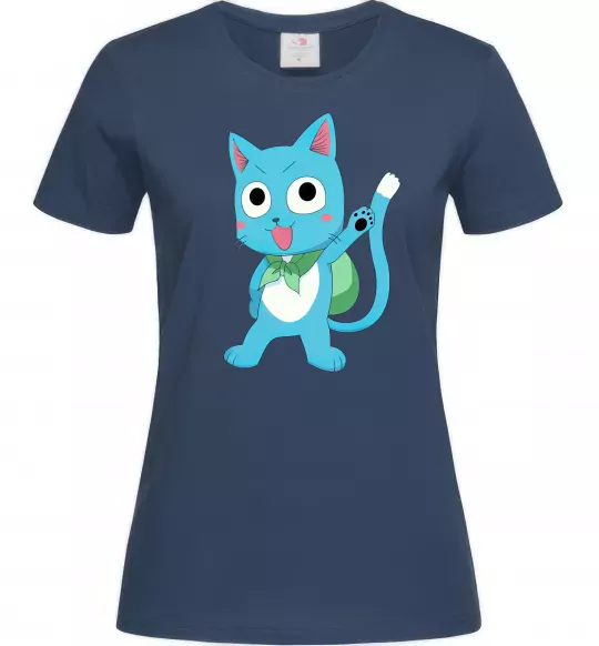 Женская футболка Fairy Tail cat Темно-синий фото