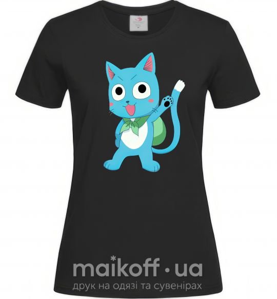 Женская футболка Fairy Tail cat Черный фото