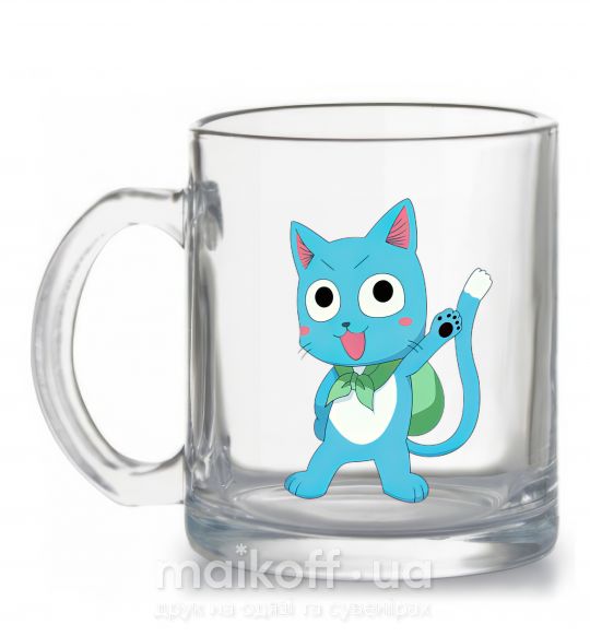 Чашка скляна Fairy Tail cat Прозорий фото