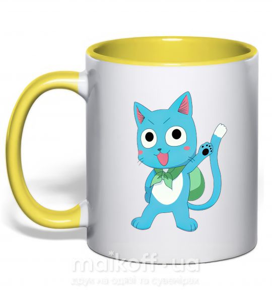 Чашка з кольоровою ручкою Fairy Tail cat Сонячно жовтий фото