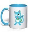 Чашка з кольоровою ручкою Fairy Tail cat Блакитний фото
