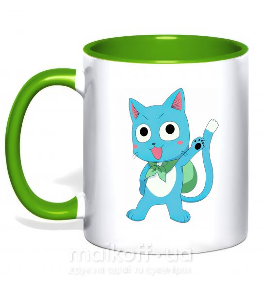 Чашка с цветной ручкой Fairy Tail cat Зеленый фото