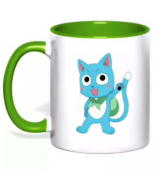 Чашка с цветной ручкой Fairy Tail cat Зеленый фото