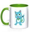 Чашка з кольоровою ручкою Fairy Tail cat Зелений фото
