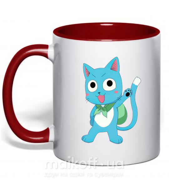 Чашка с цветной ручкой Fairy Tail cat Красный фото