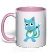 Чашка с цветной ручкой Fairy Tail cat Нежно розовый фото