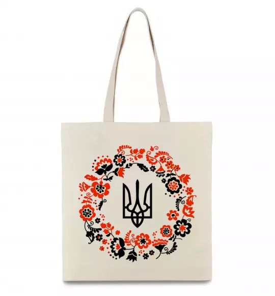 Еко-сумка Вінок з тризубом Бежевий фото