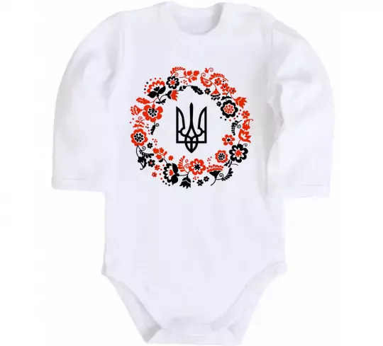 Дитячий бодік Вінок з тризубом Білий фото