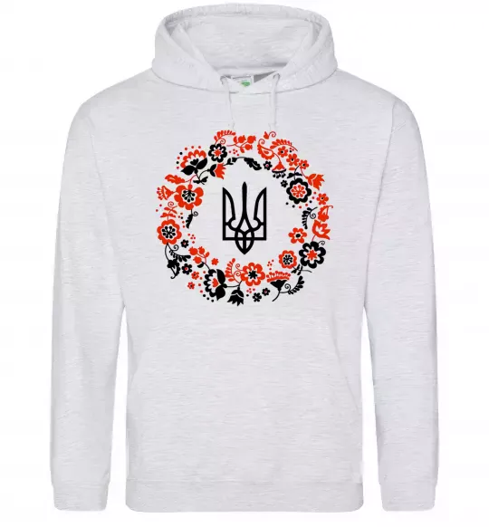 Чоловіча толстовка (худі) Вінок з тризубом Сірий меланж фото