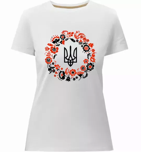 Жіноча преміум футболка Вінок з тризубом Білий фото