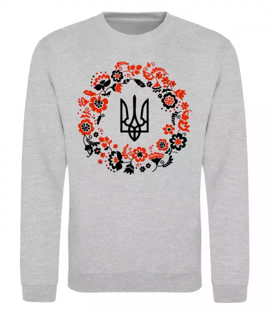 Світшот Вінок з тризубом Сірий меланж фото