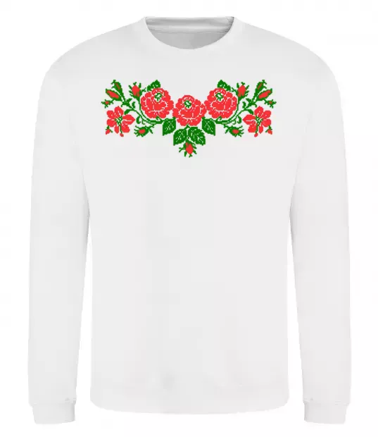 Світшот Квіти вишиванка Білий фото