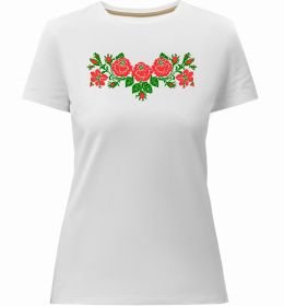 Женская премиум футболка Квіти вишиванка Женская премиум футболка Квіти вишиванка