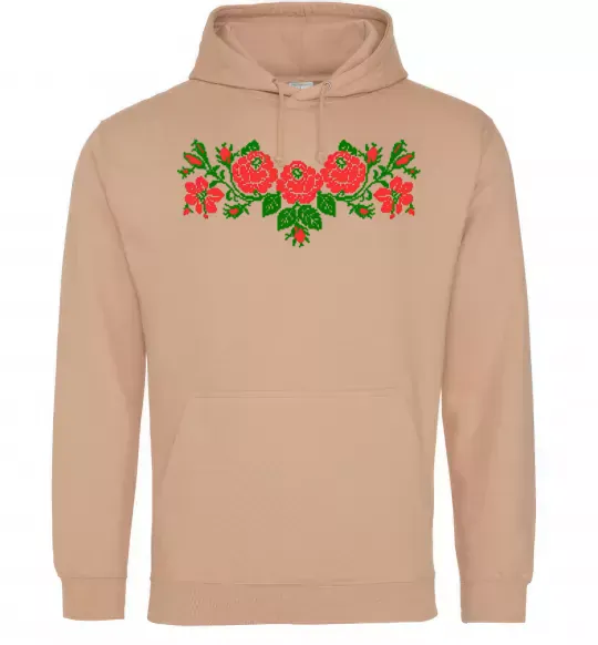 Женская толстовка (худи) Квіти вишиванка Песочный фото