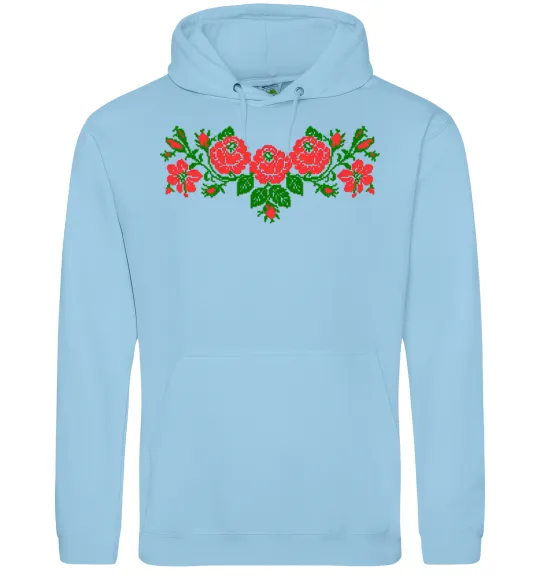 Женская толстовка (худи) Квіти вишиванка Голубой фото