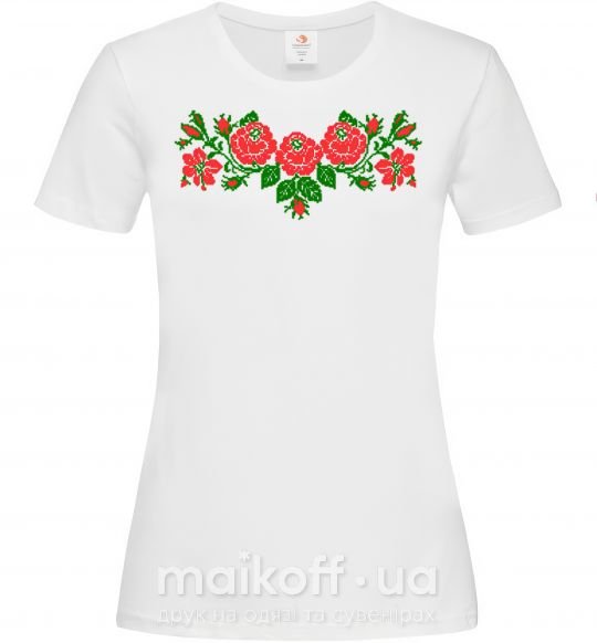 Женская футболка Квіти вишиванка Белый фото