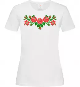 Женская футболка Квіти вишиванка Белый фото