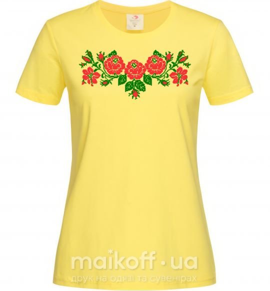 Жіноча футболка Квіти вишиванка Лимонний фото