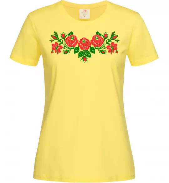 Женская футболка Квіти вишиванка Лимонный фото