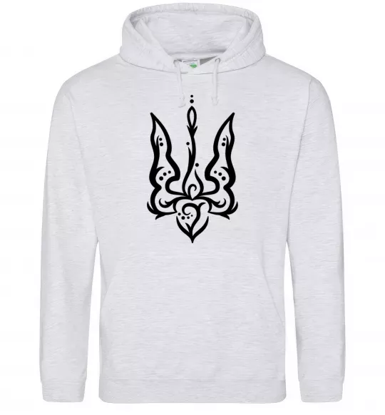 Мужская толстовка (худи) Тризуб вензель Серый меланж фото