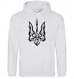 Мужская толстовка (худи) Тризуб вензель Серый меланж фото