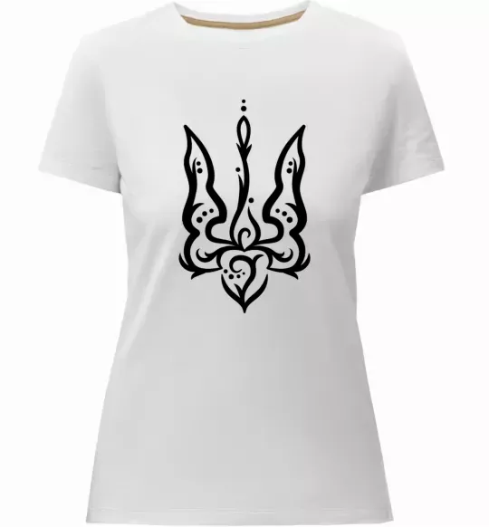 Жіноча преміум футболка Тризуб вензель Білий фото