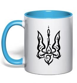 Чашка с цветной ручкой Тризуб вензель Чашка с цветной ручкой Тризуб вензель
