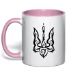 Чашка з кольоровою ручкою Тризуб вензель Ніжно рожевий Чашка з кольоровою ручкою Тризуб вензель Ніжно рожевий фото