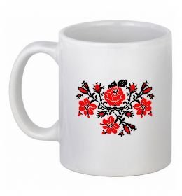 Чашка керамическая Квіти вишиванка чб