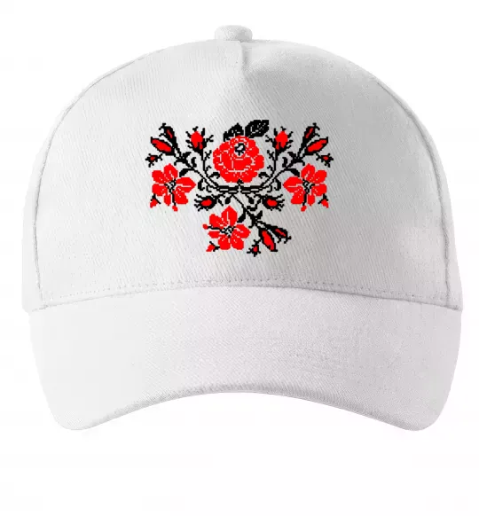 Кепка Квіти вишиванка чб Белый фото