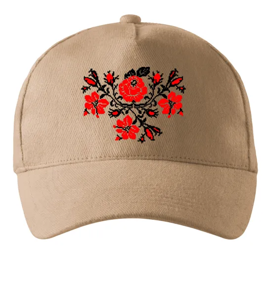 Кепка Квіти вишиванка чб Пісочний фото