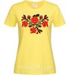 Женская футболка Квіти вишиванка чб Лимонный фото