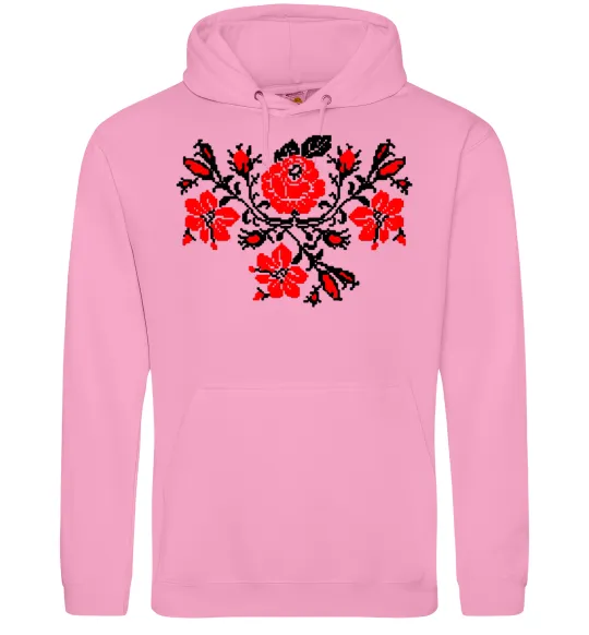 Женская толстовка (худи) Квіти вишиванка чб Розовый фото