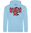 Женская толстовка (худи) Квіти вишиванка чб Голубой фото