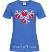 Жіноча футболка Квіти вишиванка чб Яскраво-синій фото