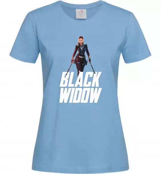 Жіноча футболка Black widow Блакитний фото