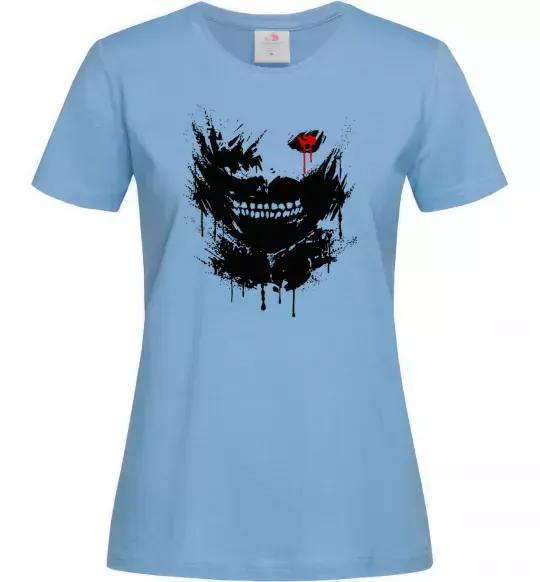 Женская футболка Токійський гуль Канекі бризки Голубой фото