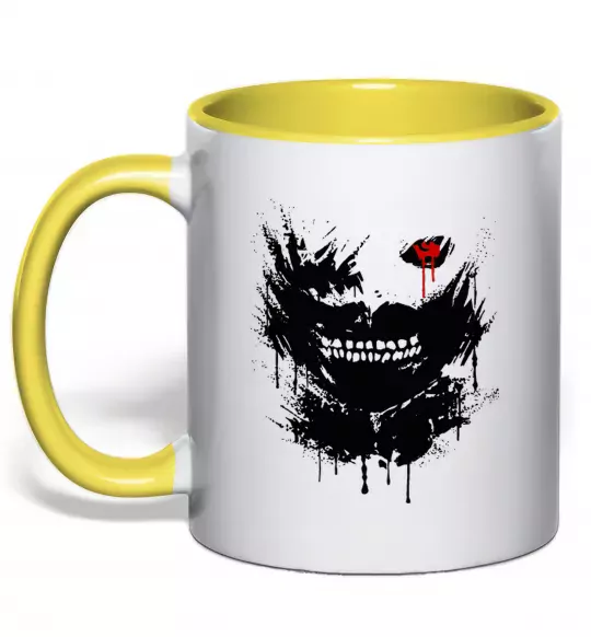 Чашка с цветной ручкой Токійський гуль Канекі бризки Солнечно желтый фото