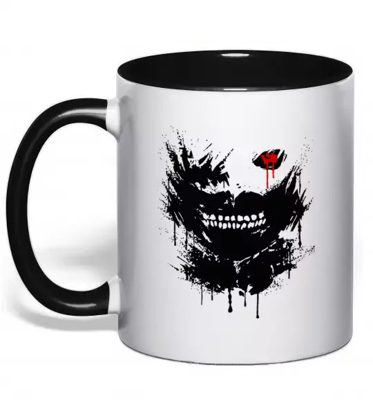 Чашка с цветной ручкой Токійський гуль Канекі бризки Черный фото