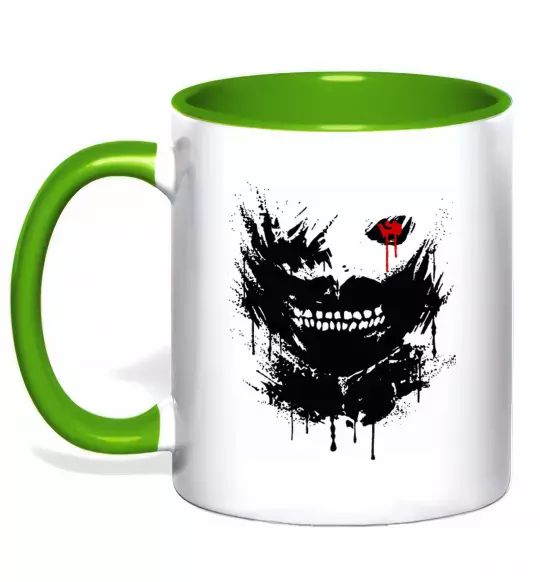 Чашка с цветной ручкой Токійський гуль Канекі бризки Зеленый фото