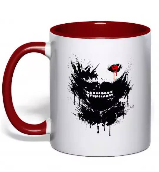 Чашка с цветной ручкой Токійський гуль Канекі бризки Красный фото