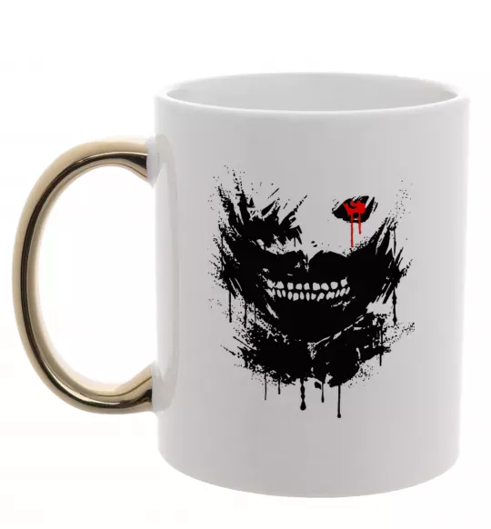 Чашка с цветной ручкой Токійський гуль Канекі бризки Золото фото