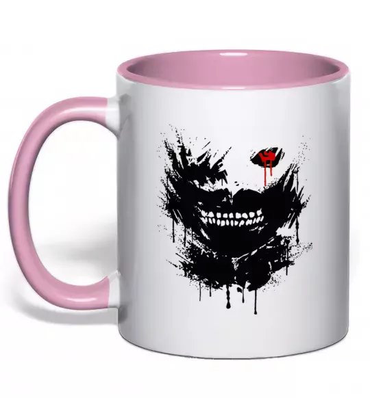 Чашка с цветной ручкой Токійський гуль Канекі бризки Нежно розовый фото