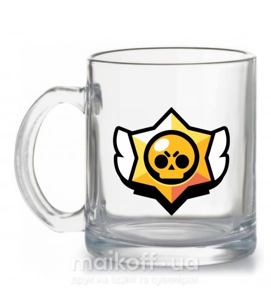 Чашка стеклянная Бравл старс лого Прозрачный фото