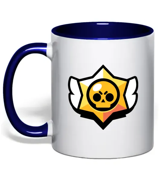 Чашка з кольоровою ручкою Бравл старс лого Глибокий темно-синій фото