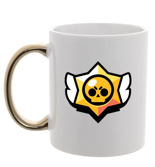 Чашка з кольоровою ручкою Бравл старс лого Золото фото