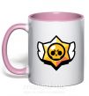 Чашка с цветной ручкой Бравл старс лого Нежно розовый фото